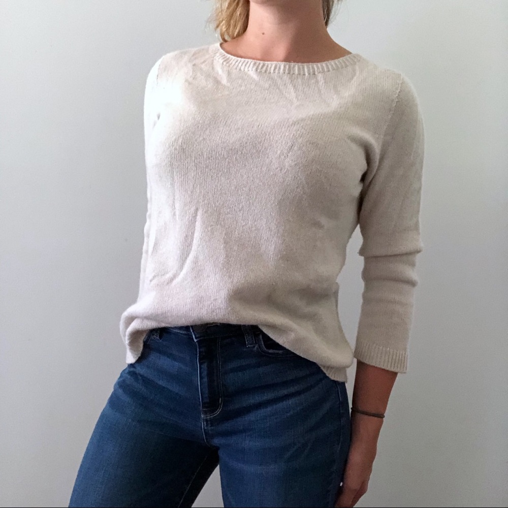 The Row Cream Cashmere Pullover Sweater Medium